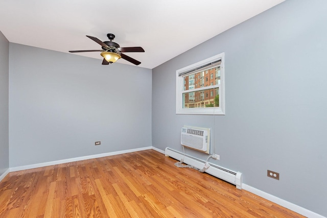 1130 Ontario St Unit B1, Oak Park, IL 60302 - spare room with a baseboard radiator, ceiling fan, light wood finished floors, and baseboards