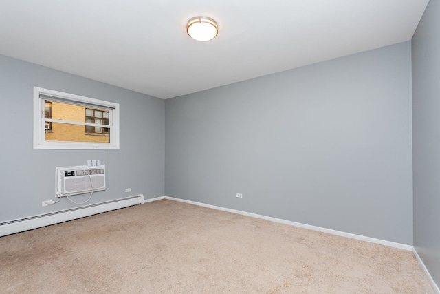 1130 Ontario St Unit B1, Oak Park, IL 60302 - unfurnished room featuring a wall unit AC, carpet floors, a baseboard radiator, and baseboards