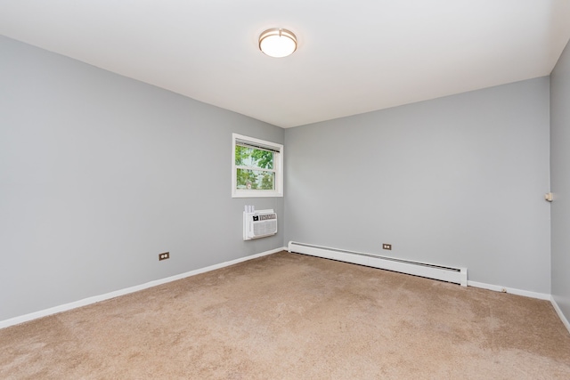 1130 Ontario St Unit B1, Oak Park, IL 60302 - carpeted spare room with a baseboard radiator, a wall mounted AC, and baseboards