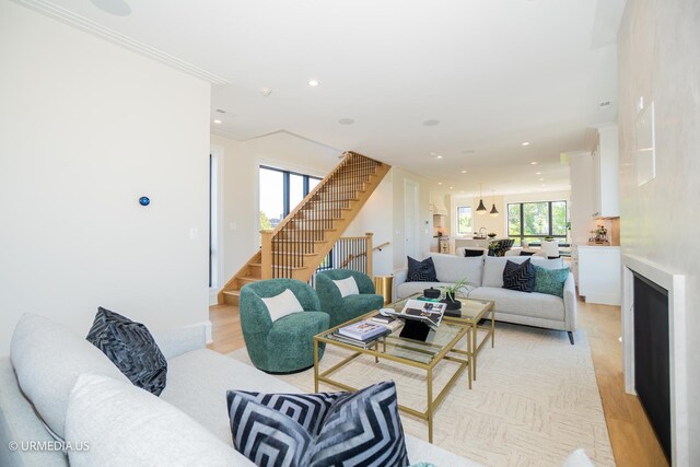 1812 N Howe St Unit Ph, Chicago, IL 60614 - living area featuring stairs, light wood-type flooring, and recessed lighting