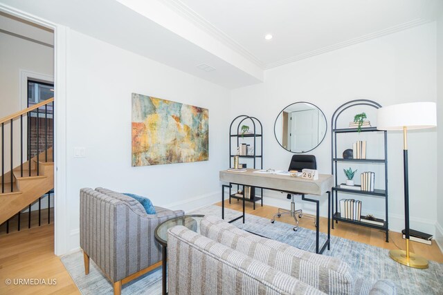 1812 N Howe St Unit Ph, Chicago, IL 60614 - office with light wood-style flooring, crown molding, baseboards, and recessed lighting