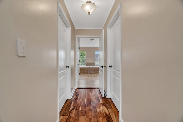 1221 Winding Way, Bolingbrook, IL 60490 - corridor with wood finished floors and ornamental molding