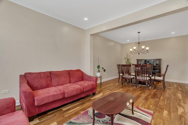 1221 Winding Way, Bolingbrook, IL 60490 - living area with a chandelier, wood finished floors, crown molding, and recessed lighting