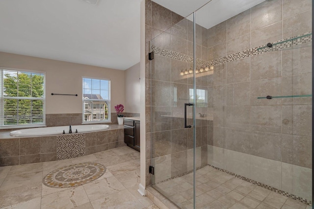 1221 Winding Way, Bolingbrook, IL 60490 - bathroom with a garden tub, a stall shower, and vanity