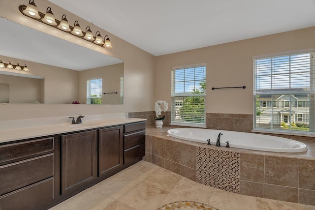 1221 Winding Way, Bolingbrook, IL 60490 - bathroom with vanity, a garden tub, and tile patterned flooring