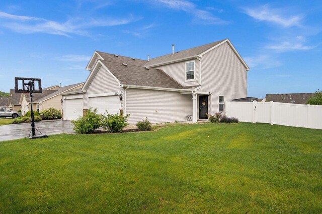 1025 Tuscany Trl, Hampshire, IL 60140 - back of house featuring an attached garage, concrete driveway, and roof with shingles