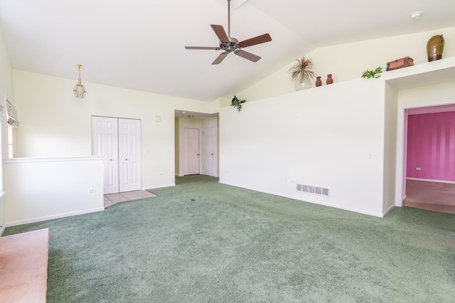 343 White Hawk Way, Manteno, IL 60950 - carpeted spare room with ceiling fan, lofted ceiling, and a smoke detector