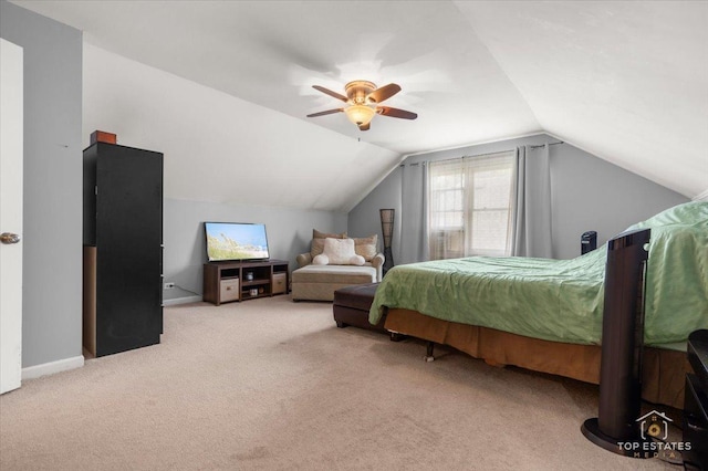 140 Amherst Dr, Bartlett, IL 60103 - carpeted bedroom featuring vaulted ceiling and ceiling fan