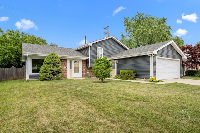 304 Dean Cir, Bolingbrook, IL 60440 - tri-level home with a garage, driveway, a shingled roof, and brick siding