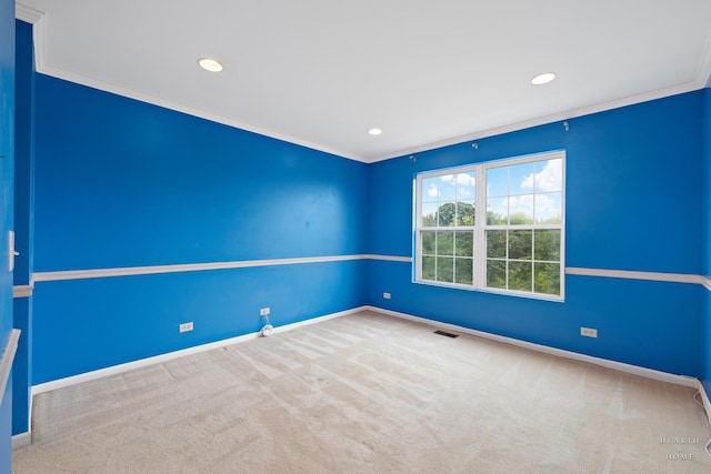 31782 N Pineview Blvd, Lakemoor, IL 60051 - unfurnished room with crown molding, baseboards, recessed lighting, and carpet floors
