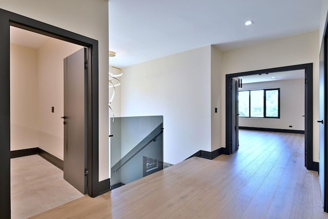 332 W Fremont Ave, Elmhurst, IL 60126 - corridor with an upstairs landing, wood finished floors, and recessed lighting