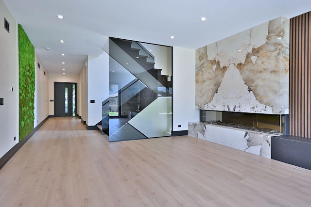 332 W Fremont Ave, Elmhurst, IL 60126 - entryway featuring wood finished floors, recessed lighting, and stairway