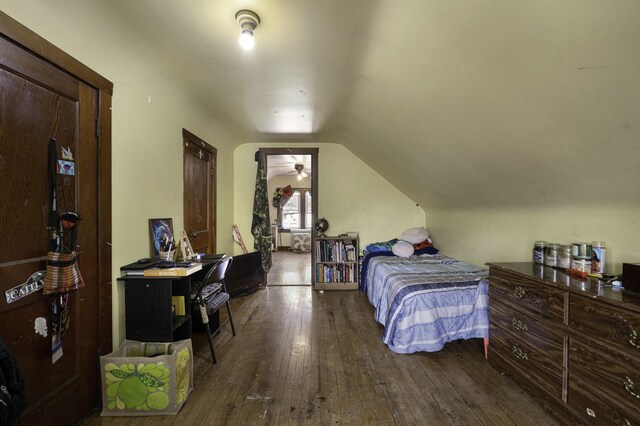 6513 Kane Ave, Hodgkins, IL 60525 - bedroom with hardwood / wood-style floors and vaulted ceiling