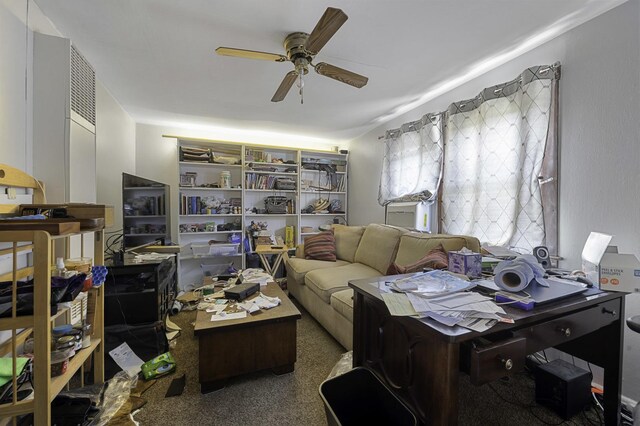 6513 Kane Ave, Hodgkins, IL 60525 - carpeted living room with ceiling fan