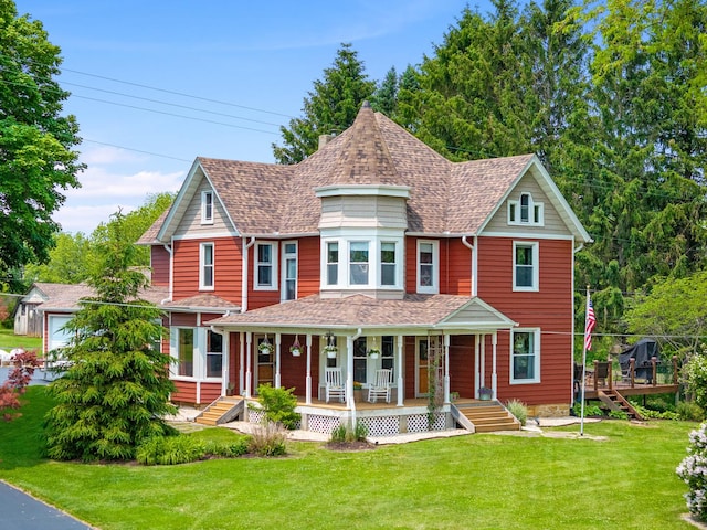 12002 Patterson Rd, Durand, IL 61024 - victorian home with covered porch, roof with shingles, and a front yard