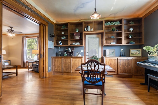 12002 Patterson Rd, Durand, IL 61024 - home office featuring light wood-style flooring and ceiling fan