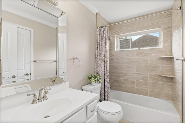 1S215 S Hyde Park, Geneva, IL 60134 - full bath featuring vanity, shower / bath combo, and ornamental molding