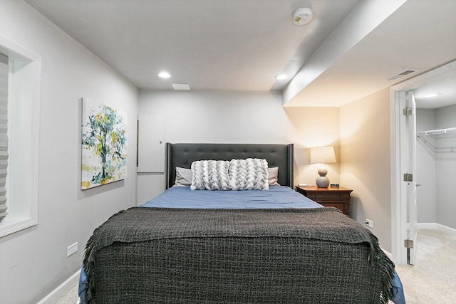1S215 S Hyde Park, Geneva, IL 60134 - bedroom featuring light carpet, a spacious closet, and recessed lighting