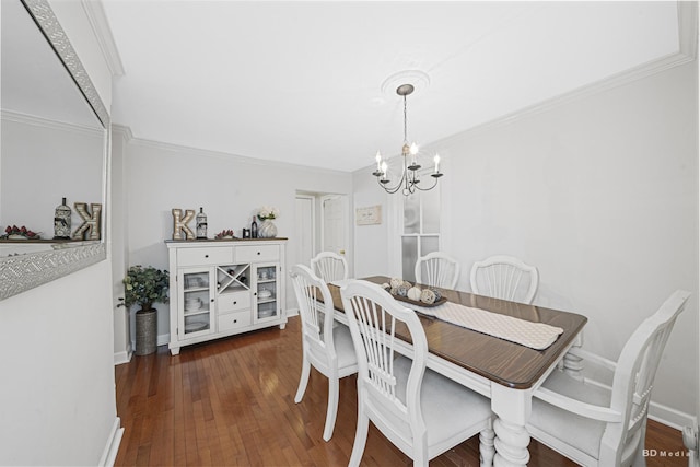 5213 Fairview Ave, Downers Grove, IL 60515 - dining space with a chandelier, ornamental molding, hardwood / wood-style flooring, and baseboards
