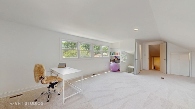 3026 N Stratford Rd, Arlington Heights, IL 60004 - office area with carpet floors, vaulted ceiling, and recessed lighting