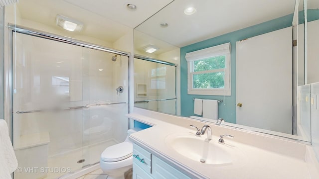 3026 N Stratford Rd, Arlington Heights, IL 60004 - bathroom featuring a shower stall, vanity, and recessed lighting