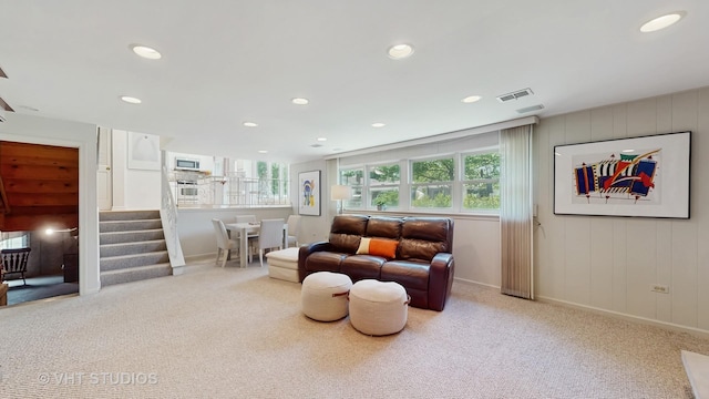 3026 N Stratford Rd, Arlington Heights, IL 60004 - carpeted living area with recessed lighting and stairway