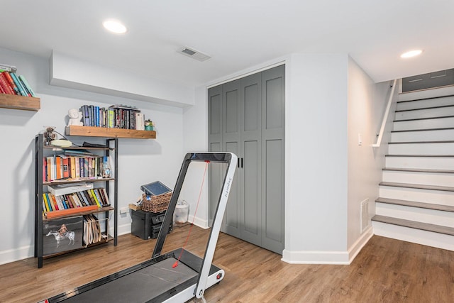 3618 178th St, Lansing, IL 60438 - workout room with baseboards, light wood-type flooring, and recessed lighting