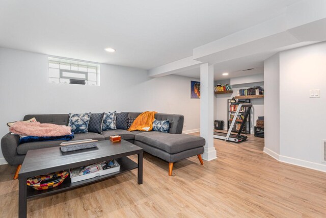 3618 178th St, Lansing, IL 60438 - living room featuring light wood finished floors, baseboards, and recessed lighting