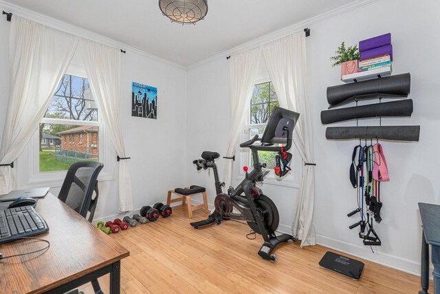 3618 178th St, Lansing, IL 60438 - exercise room with wood finished floors, baseboards, and ornamental molding
