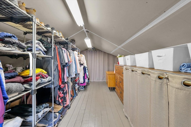 320 E Locust St, Watseka, IL 60970 - walk in closet featuring vaulted ceiling and light wood-type flooring