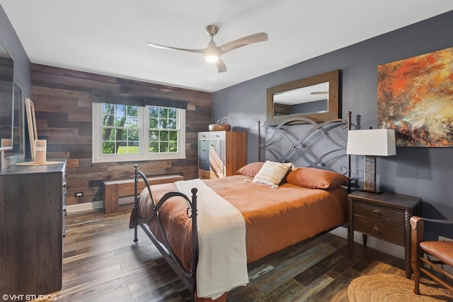 1959 Lancaster Ct Unit 4, Naperville, IL 60565 - bedroom featuring wooden walls, wood finished floors, and a ceiling fan