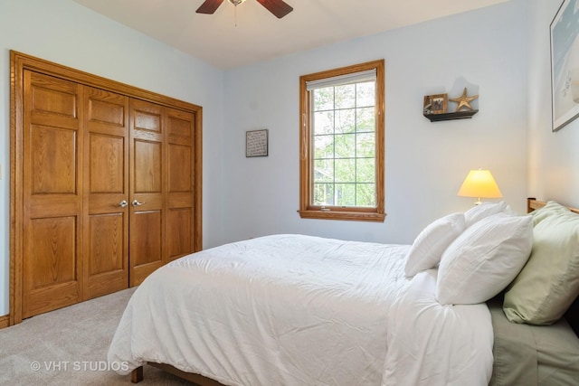 8820 Wilcox Ct, Newark, IL 60541 - carpeted bedroom featuring ceiling fan and a closet