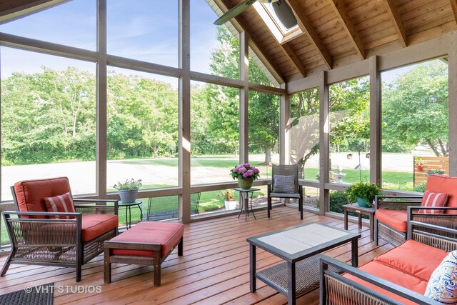 8820 Wilcox Ct, Newark, IL 60541 - sunroom with an outdoor living space, healthy amount of natural light, and a skylight