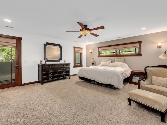 456 S Julian St, Naperville, IL 60540 - bedroom with access to exterior, recessed lighting, ceiling fan, and carpet flooring