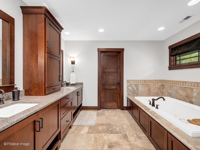 456 S Julian St, Naperville, IL 60540 - full bath with double vanity, a jetted tub, and recessed lighting