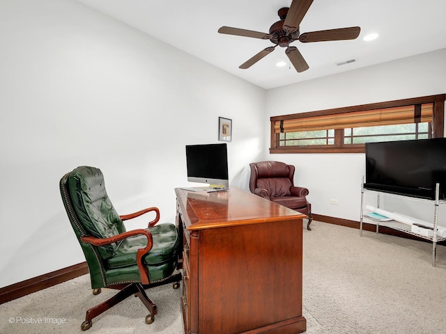 456 S Julian St, Naperville, IL 60540 - office space featuring a ceiling fan, carpet flooring, and recessed lighting
