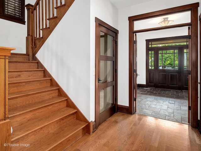 456 S Julian St, Naperville, IL 60540 - foyer entrance with stairs and stone tile flooring