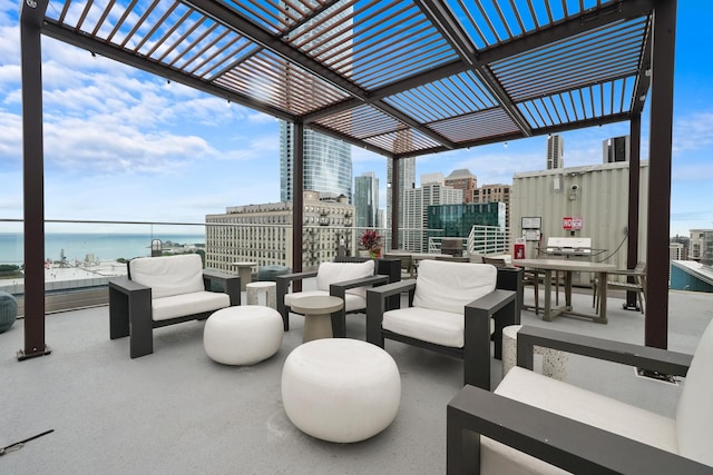 40 E 9th St Unit 1807, Chicago, IL 60605 - view of patio / terrace with a pergola, a city view, and a water view