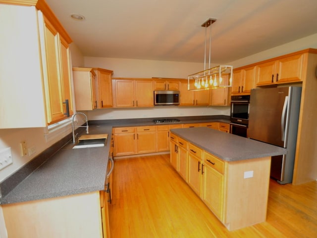 606 Reserve Ln, Joliet, IL 60431 - kitchen with appliances with stainless steel finishes, dark countertops, light brown cabinets, and recessed lighting