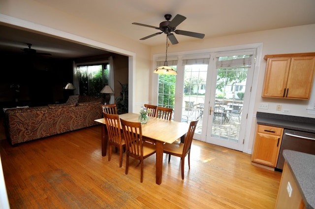 606 Reserve Ln, Joliet, IL 60431 - dining room featuring ceiling fan and light wood finished floors