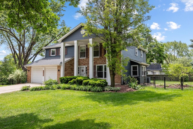 1125 Huntleigh Dr, Naperville, IL 60540 - neoclassical / greek revival house featuring concrete driveway, brick siding, and a garage