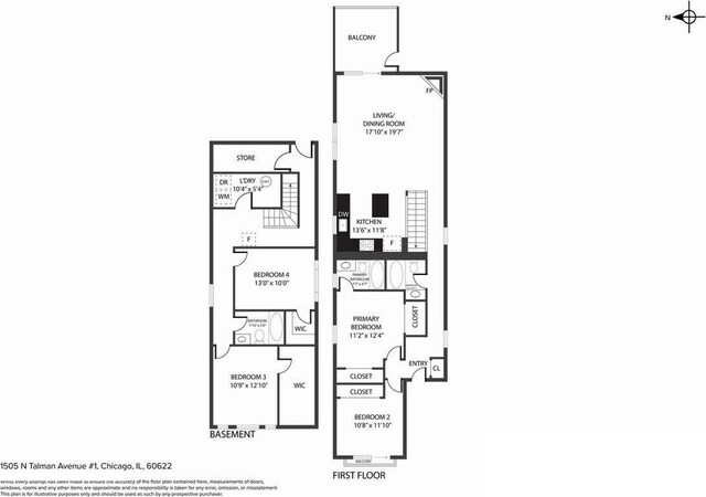1505 N Talman Ave Unit 1, Chicago, IL 60622 - room layout