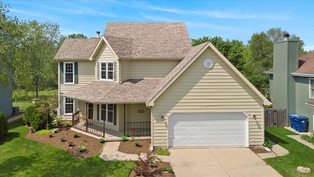 1132 10 Pin Ln, Beach Park, IL 60099 - view of front of home featuring covered porch, a garage, driveway, and a shingled roof