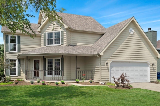 1132 10 Pin Ln, Beach Park, IL 60099 - traditional-style home with roof with shingles, concrete driveway, a front yard, and covered porch