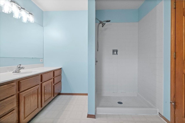 1132 10 Pin Ln, Beach Park, IL 60099 - bathroom with vanity, tiled shower, and tile patterned floors