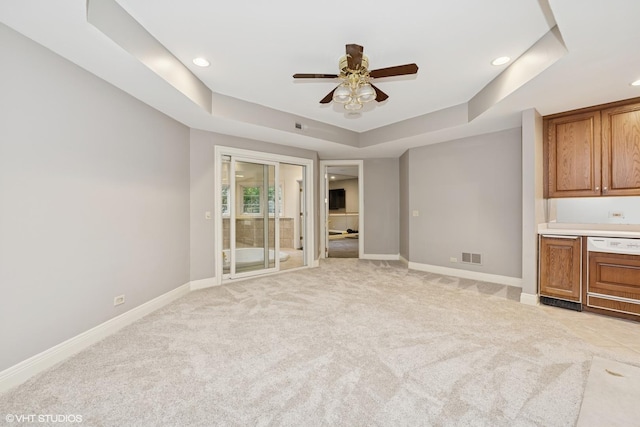 29026 N Brassie Ct, Ivanhoe, IL 60060 - unfurnished living room with a ceiling fan, baseboards, light carpet, and recessed lighting