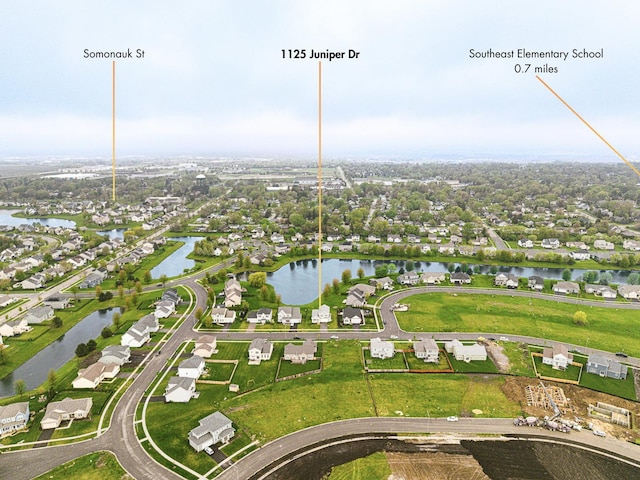 1125 Juniper Dr, Sycamore, IL 60178 - aerial view of residential area featuring a nearby body of water