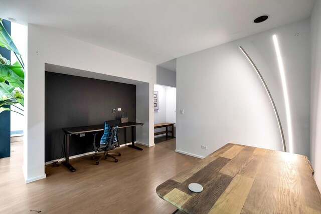 839 N Hermitage Ave Unit 101, Chicago, IL 60622 - office area featuring wood finished floors and baseboards