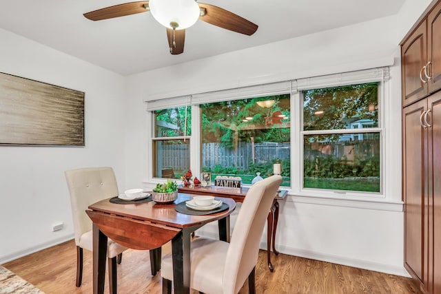 2310 Malik Ct, Glenview, IL 60025 - dining area featuring light wood-style flooring, baseboards, and ceiling fan