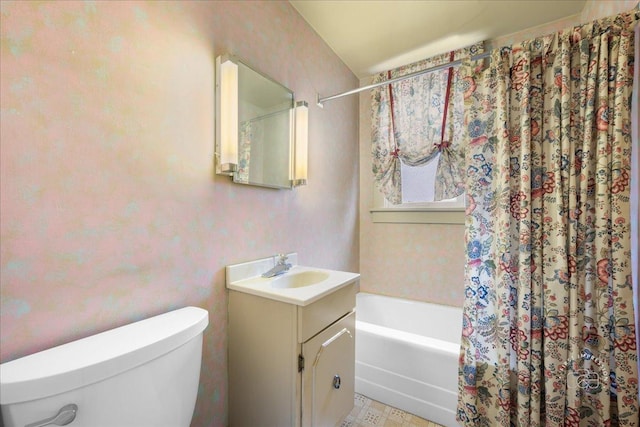 311 N Ave, Naperville, IL 60540 - bathroom with vanity, toilet, and shower / tub combo with curtain